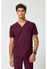 Cherokee PURSUIT Scrubs Men's 3-Pocket V-Neck Top IN651A WINN Wine Free Ship