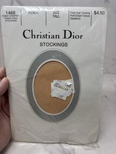 Vintage Christian Dior Thigh High Stockings Sz Talle Color Peach New In Package
