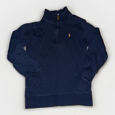 Polo Ralph Lauren Boys Navy Blue Quarter Zip Pullover Sweater Size 6 Pony Logo