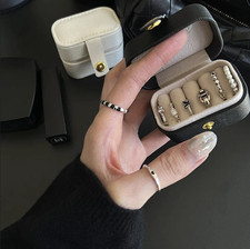 1pc Mini Leather Jewelry Storage Bag Travel Ring Necklace Organizer - NEW