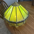 Large Vintage Stained Glass Green Tiffany Style Lamp Shade 14” Wide X 10” Deep