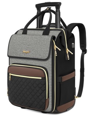 Rolling Backpack for Women, Travel Rolling Laptop Backpack with Wheels, Verti...