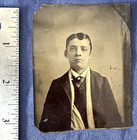 Antique Tintype Photo Portrait of Young Man 3 3/8 x 2 5/8