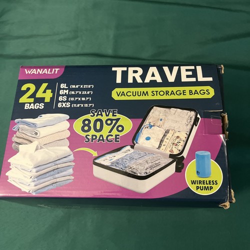 Vacuum Storage Bags for Travel, 24 Pack (6L+6M+6S+6XS) Vacuum Seal Bags & pump