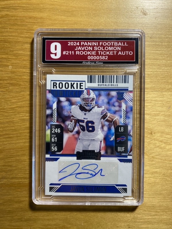 2024 Panini Contenders Javon Solomon #211 ROOKIE Ticket Bills AUTO GI Grade 9 MT