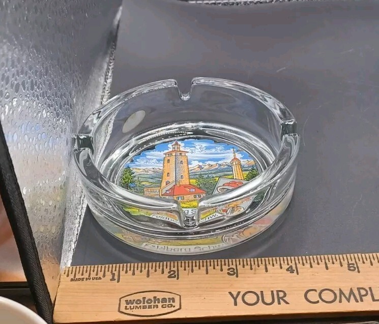Vintage Bockling Feldburg Schw Souvenir Round Glass Ashtray