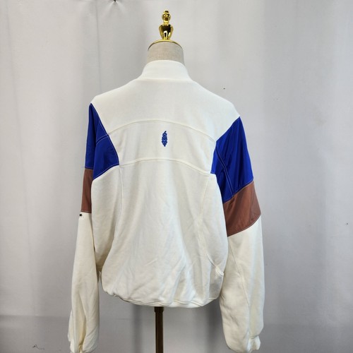 FREE PEOPLE Movement Hot Track Varsity Cream Jacket Oversized Sz Large - Picture 7 of 17