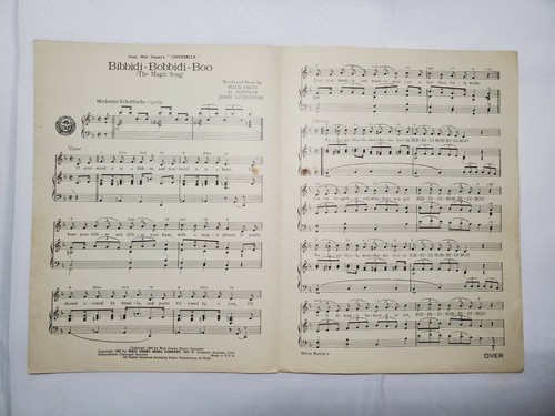 Vintage 1948 Walt Disney Cinderella Noten Bibbidi-Bobbidi-Boo Song Sheet - Bild 2 von 3