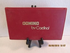 Vintage 28 domino set by Cardinal in red button vinyl case
