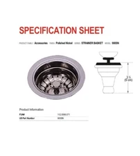 Franke Satin Nickel BSK W/o Overflow Full Assembly Strainer Basket