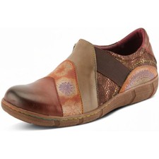 L  Artiste by Spring Step Womens Lata Leather Slip-on Shoes -- Brown Multi NEW