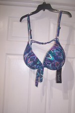 NWT H2250 Stylish Blue Geometric 2 PC Swimsuit SZ 3XL