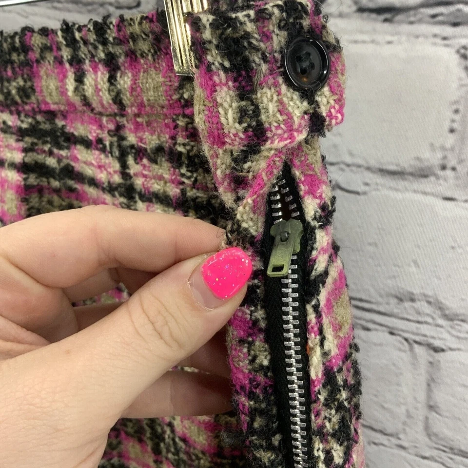 Falda Lápiz Lana Años 60 Rosa Cuadros Metal Cremallera Academia Grunge Escuela Niña Foto 4 de 4