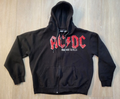 AC/DC Highway To Hell Black Full Zip Hoodie Sweatshirt Large Rockware