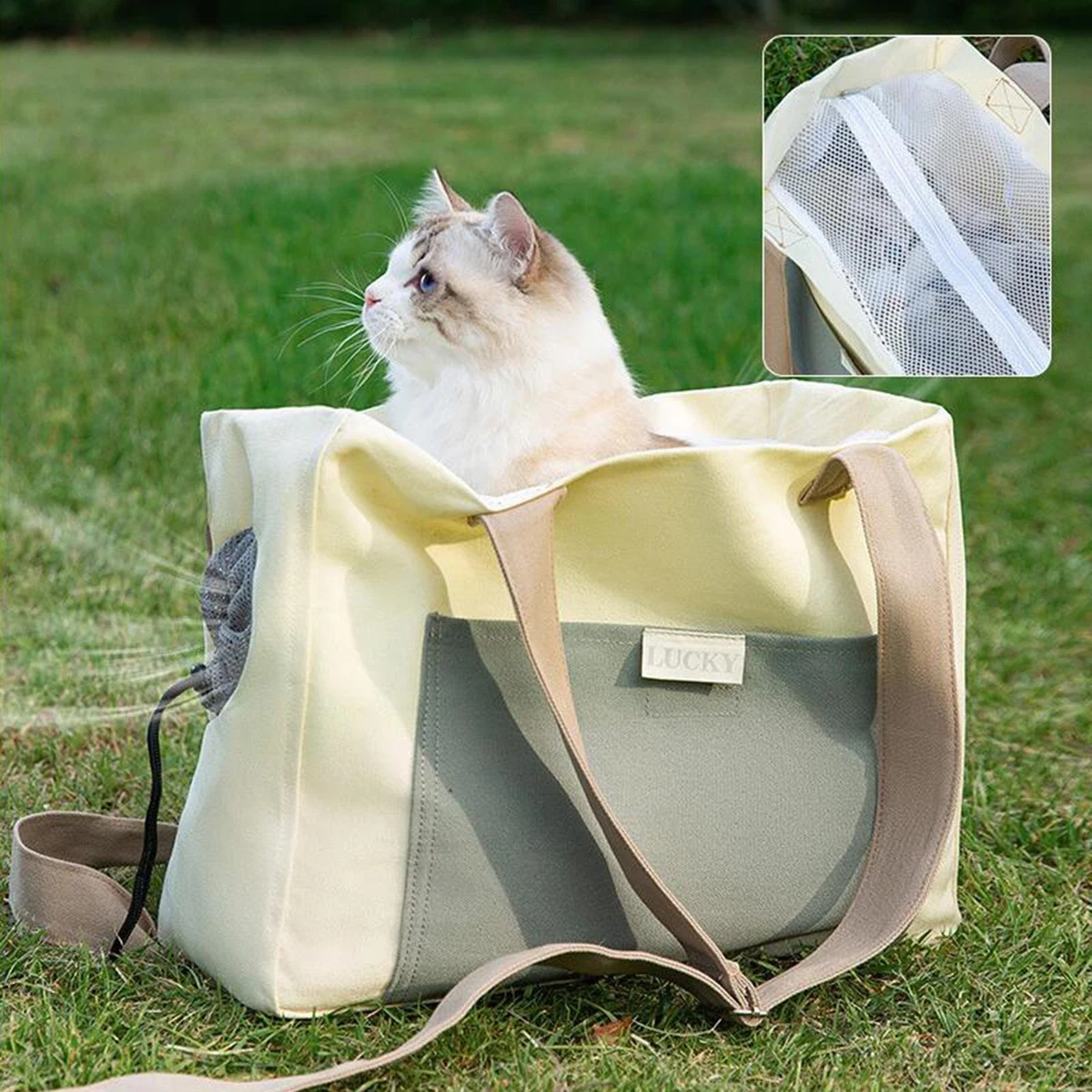 Cat Carrier Tote Bag Hiking Portable with Adjustable Strap Pet Supplies Walking