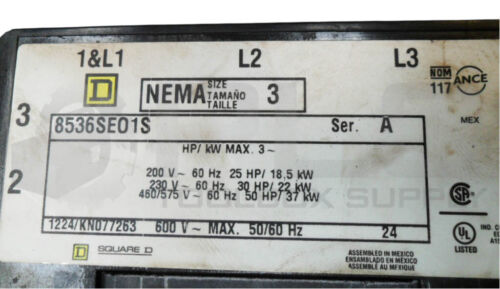 SQUARE D 8536SEO1S/A Motor Starter W/ (2) 9999SX6/B Kontakt W/31074-400-38 - Bild 9 von 9