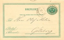 SCHWEDEN 1889, "FRÄNDEFORS" (FRENDEFORS) sehr selt. K1 u. K1 "GÖTEBORG 1 TUR"