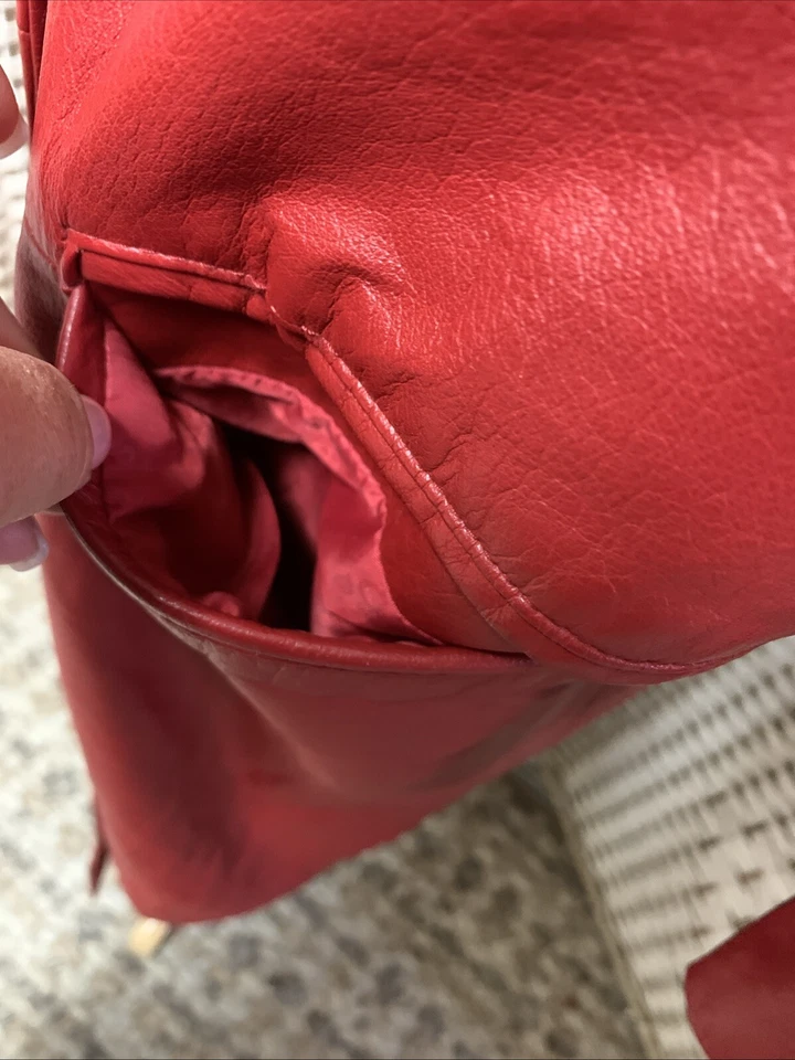 Vintage Global Identity G-III Sz Small Women’s Red Leather Trench Coat New - Image 2 of 4