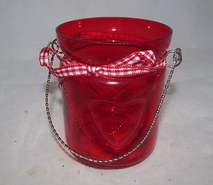 Valentine Decor Red Glass Country Primitive Rustic Jar Tea Light
