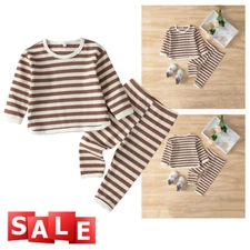 Toddler Baby Boys Girls Stripe Sweatshirt Kids Pant Set Clothes Casual Outfit