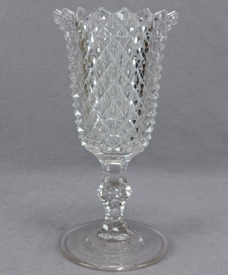 EAPG Sawtooth Pattern Antique 19th Century Clear Flint Glass Celery Vase B