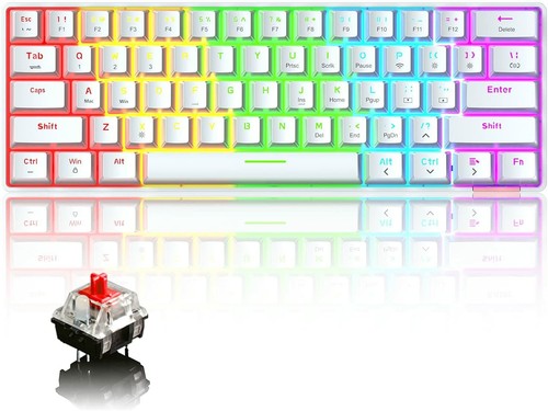 61 Keys Gaming Mechanical Keyboard Dual Wired / Wireless Bluetooth RGB Backlit - Picture 14 of 18