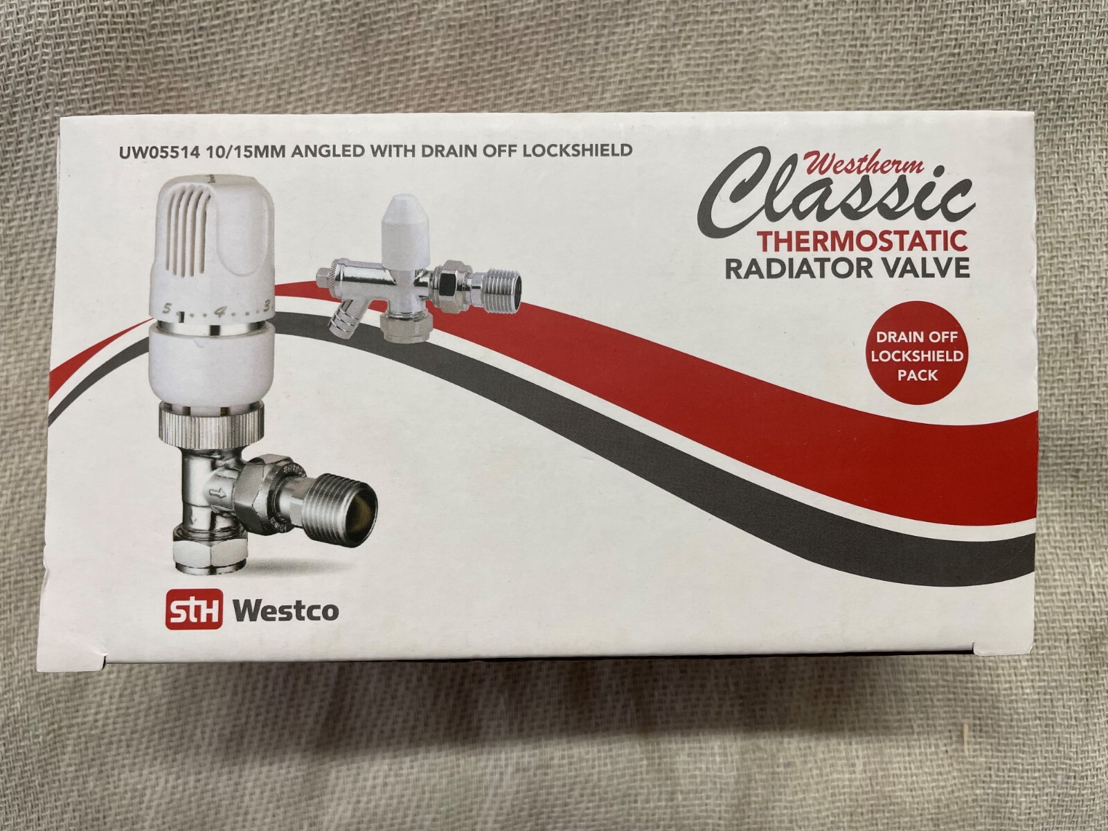 WESTHERM 15MM / 10MM ANGLED THERMOSTATIC RADIATOR VALVE C/W DRAIN OFF