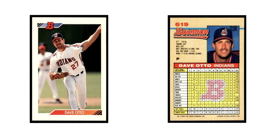 1992 Bowman Dave Otto Baseball Cards #619 - Image 3 of 3