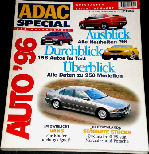 ADAC Special Autokatalog 96, 158 Autos im Test, Daten zu 950 Modellen, 254 Seite