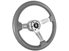 1961-74.5 Vw 14 Grey Leather Steering Wheel Brushed 6-bolt Kit Castle Emblem