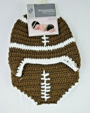 Football Hand Crocheted Hat and Diaper Cover Set Infant Size: 0 - 9 Months New