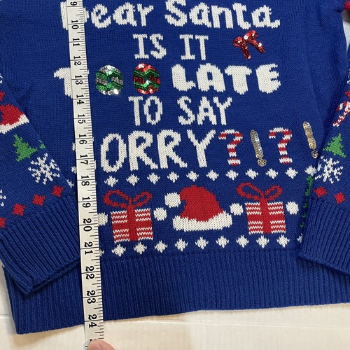Joe Boxer Gr. Medium Ugly Christmas Sweater Is It Too Late To Say Sorry? Pailletten - Bild 8 von 9