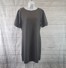Ann Taylor Womens Dress Sz 12 Black White Stripe Half Sleeves
