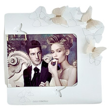 Tischrahmen Holz weiß mit Schmetterlingen, Handarbeit Made in Italy 31x33