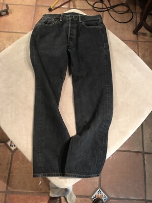 Levis 501 Dark Blue Denim Jeans Straight Fit Men s Size 34 X 34  Button Fly
