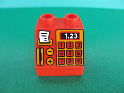 Lego Duplo Motivstein rot bedruckt Kasse Registrierkasse Supermarkt (301222E)