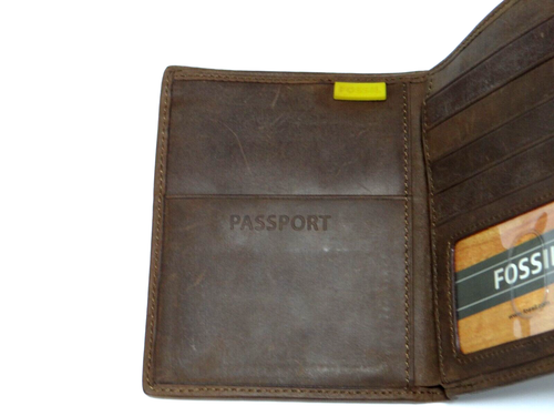 Fossil Leder Reisepass Dokument Karten Etui Geld Geldbörse Unisex Neuwertig! - Bild 8 von 12