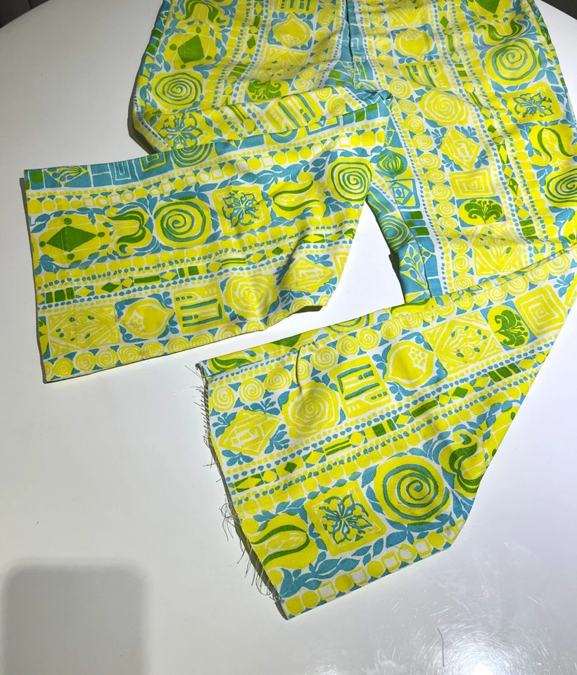 Lily Pulitzer Mens Yellow/Green/Blue Palm Bch. Vintage 70's Pants Size 33W X 27L - Image 4 of 4