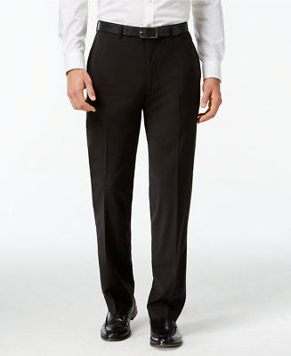 $263 Calvin Klein Men Extreme Slim X Fit Wool Trousers Black Flat Front Pant  42w | eBay