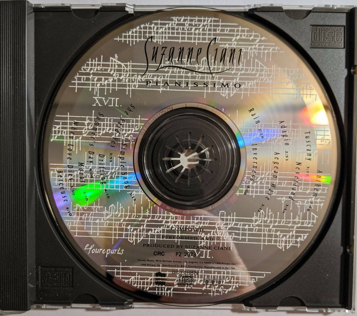 Suzanne Ciani Pianissimo (Jul1990, Private Music) CRC NM CD