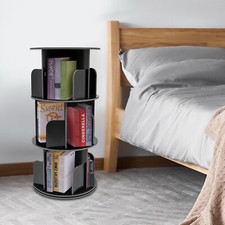 Rotating Bookshelf, 360 Display Corner Bookshelf 3 Tier Bookcase Storage Rack