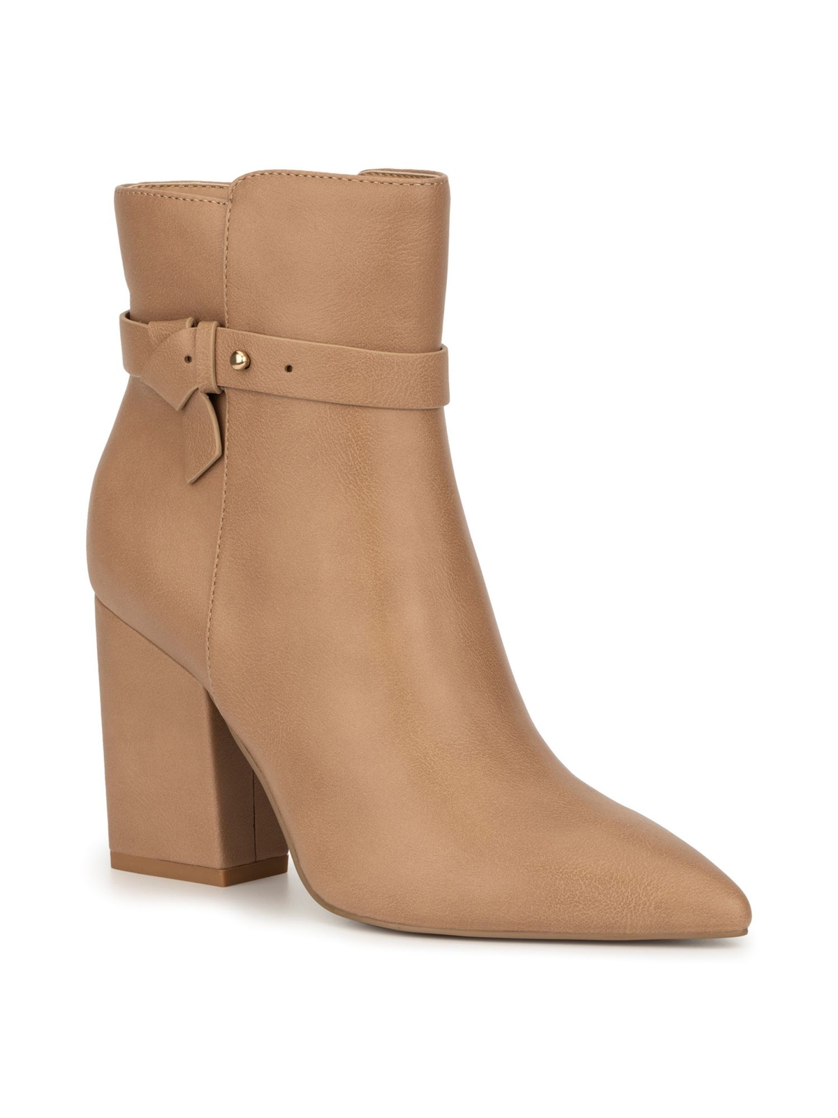 Женские бежевые ботильоны на молнии с острым носком и блочным каблуком Dani NEW YORK - CO на мягкой подкладке 7