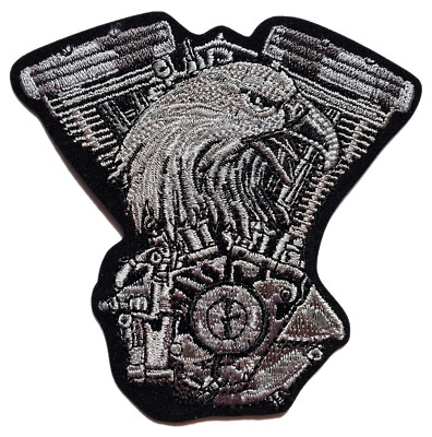 EAGLE HEAD ADLERKOPF V-2 ENGINE AUFNÄHER STICKER KUTTE CHOPPER BOUNCE