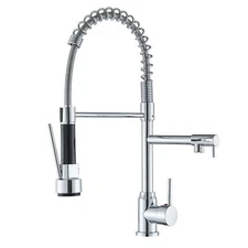 Commercial Chrome Kitchen Faucet with Pull Down Sprayer Single Handle Sink Mixer