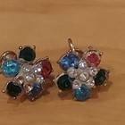 Vintage Signed Nemo Screw Back Earrings Flower missing stones as is — photo 1