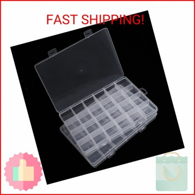 Costek 2PCS 24 Grids Clear Plastic Organizer Box Fixed Compartment Storage Conta