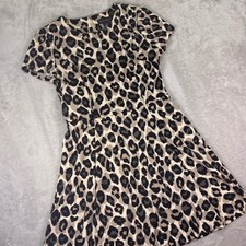 Jessica Howard Women's Fit & Flare Leopard Print Mini Dress 10P Tan Black