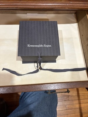 PreOwned Ermengildo Zegna Grey Striped Empty Box: 6  X 6  X 3 1/2  Inside
