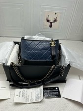 Chanel Small Gabrielle Hobo Bag Black Leather Gold Silver Hardware Crossbody