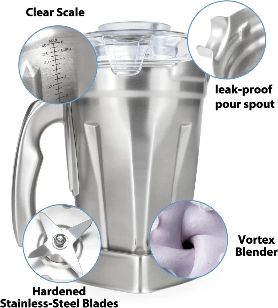 Stainless Steel Blender Pitcher 48Oz, Replace for Vitamix 5000 5200 6300 6500 75
